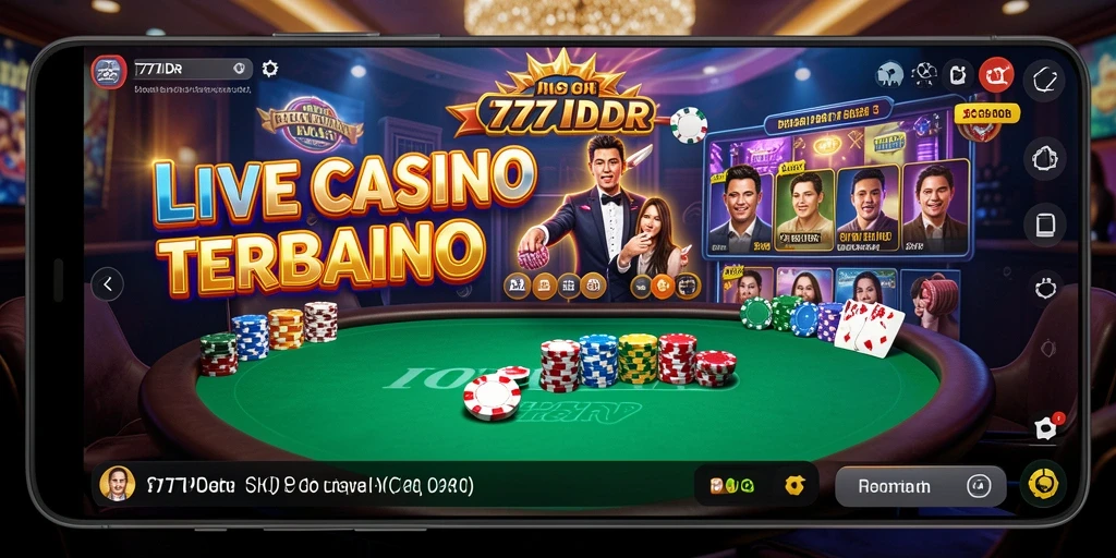 Screenshot gameplay Live Casino menampilkan dealer profesional dan pemain yang terlibat.