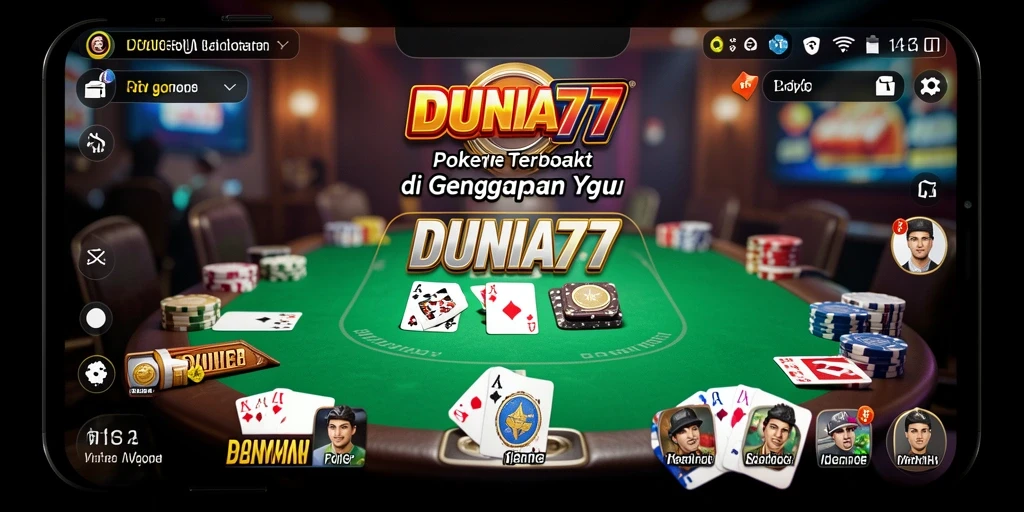 Tampilan antarmuka permainan Poker yang menarik di DUNIA77.