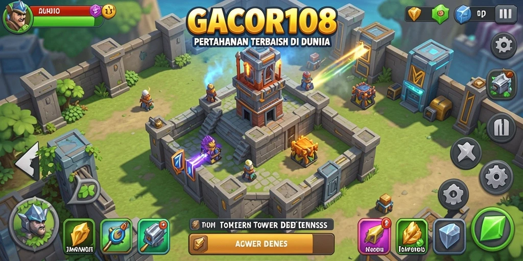 Screenshot GACOR108 menampilkan aksi seru dalam pertahanan menara.