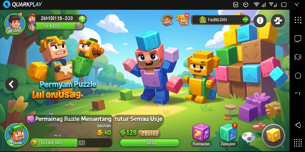 Tampilan gameplay QUARKPLAY yang menarik dengan berbagai puzzle yang menantang.