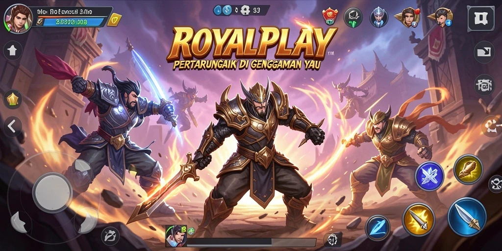 Tangkapan layar utama menunjukkan duel seru dalam ROYALPLAY.